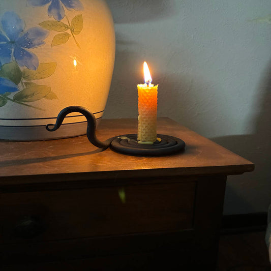 Hand Forged Spiral Candle Holder – Blacksmith-Made Metal Candle Stand