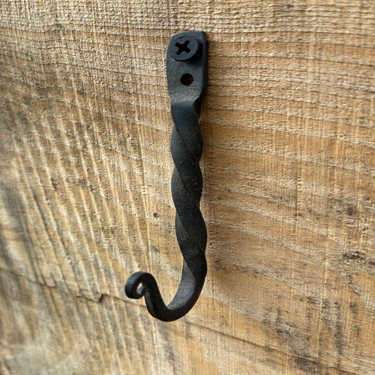 Hand-Forged Twist Hook | Rustic Wall Hook | Blacksmith Made Hardware | Farmhouse & Cabin Decor