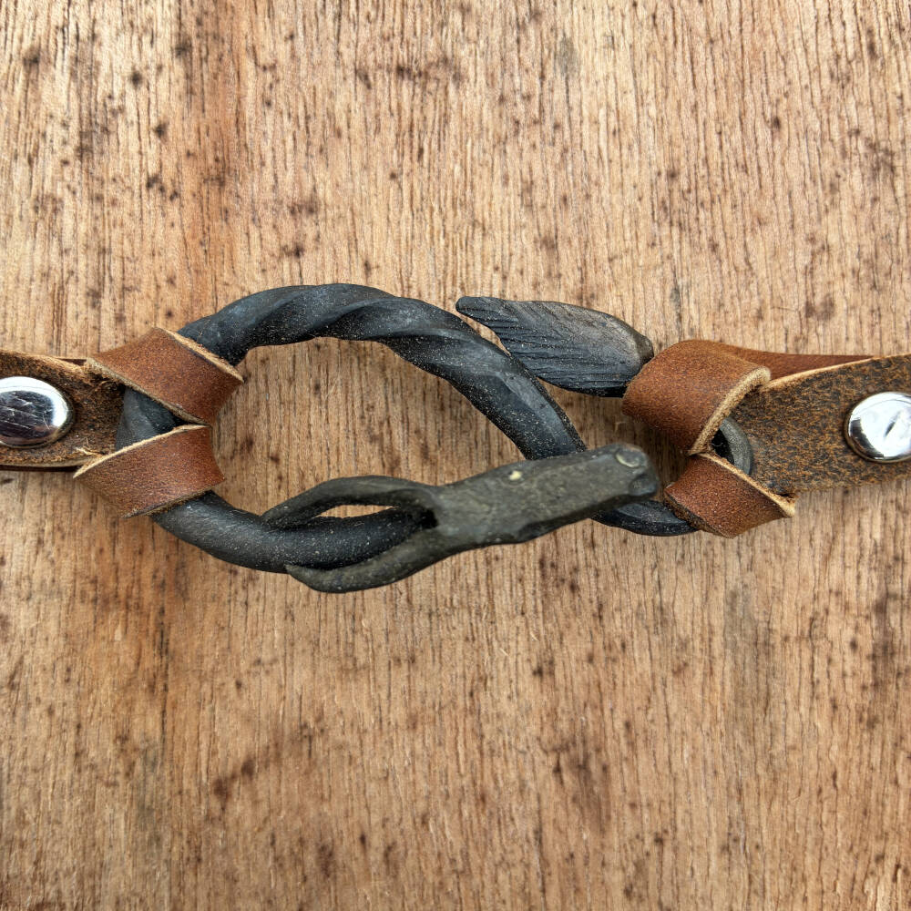 Serpentine Dragon Bracelet | Hand Forged Iron and Leather Cuff