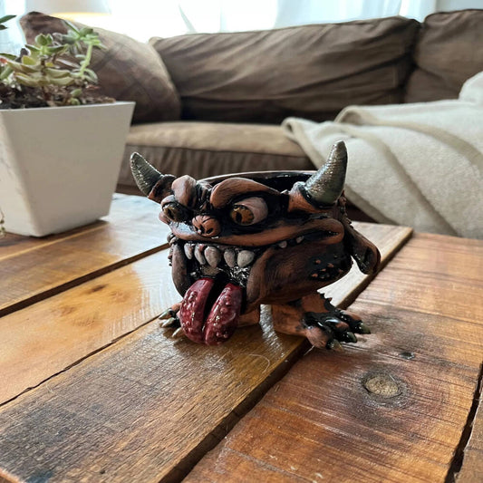 Spyke the Watchful Goblin – Handmade Ceramic Planter Creature