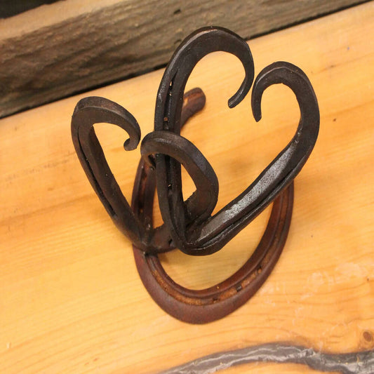 Hand-Forged Horseshoe Linked Hearts – Symbol of Unity & Love