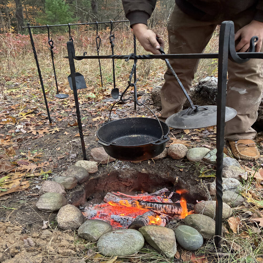 Hand Forged Dutch Oven Lid Lifter – Blacksmith-Made Campfire Cooking Tool