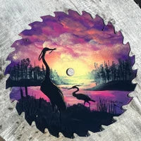 Sunset at Heron Lake Hand-Painted Saw Blade