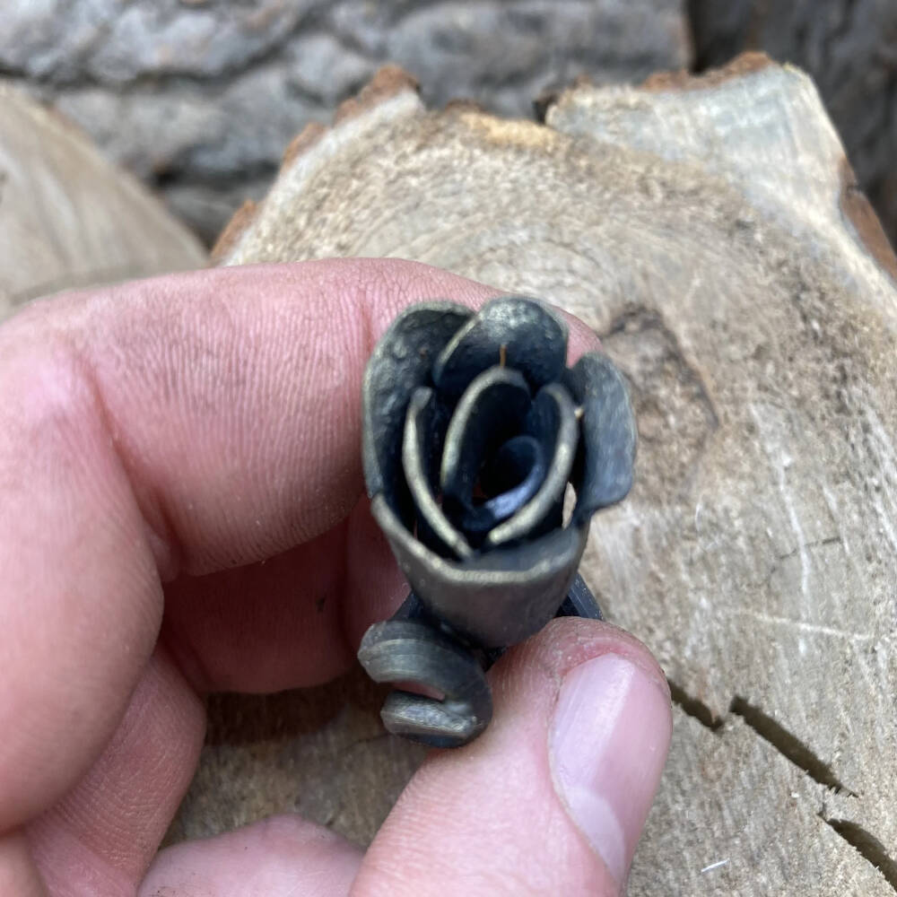 Hand-Forged Miniature Iron Rose – Pendant or Keychain