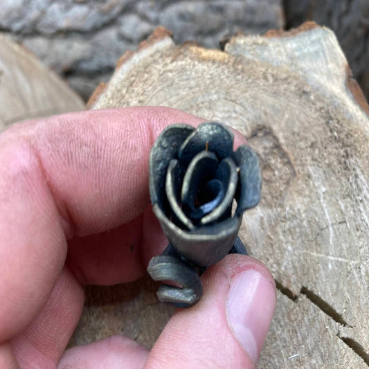 Hand-Forged Miniature Iron Rose – Pendant or Keychain