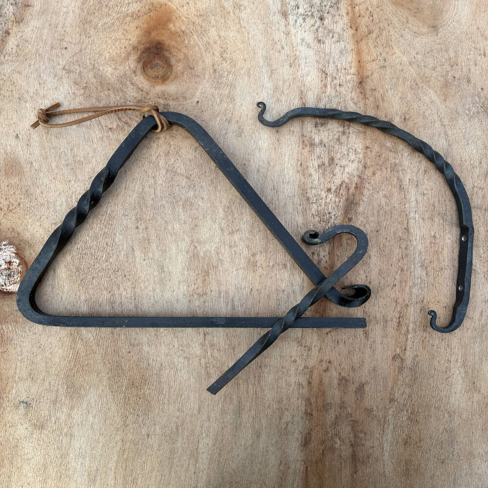 Hand-Forged Double Hook for Dinner Bell Triangle – Rustic Farmhouse Hardware