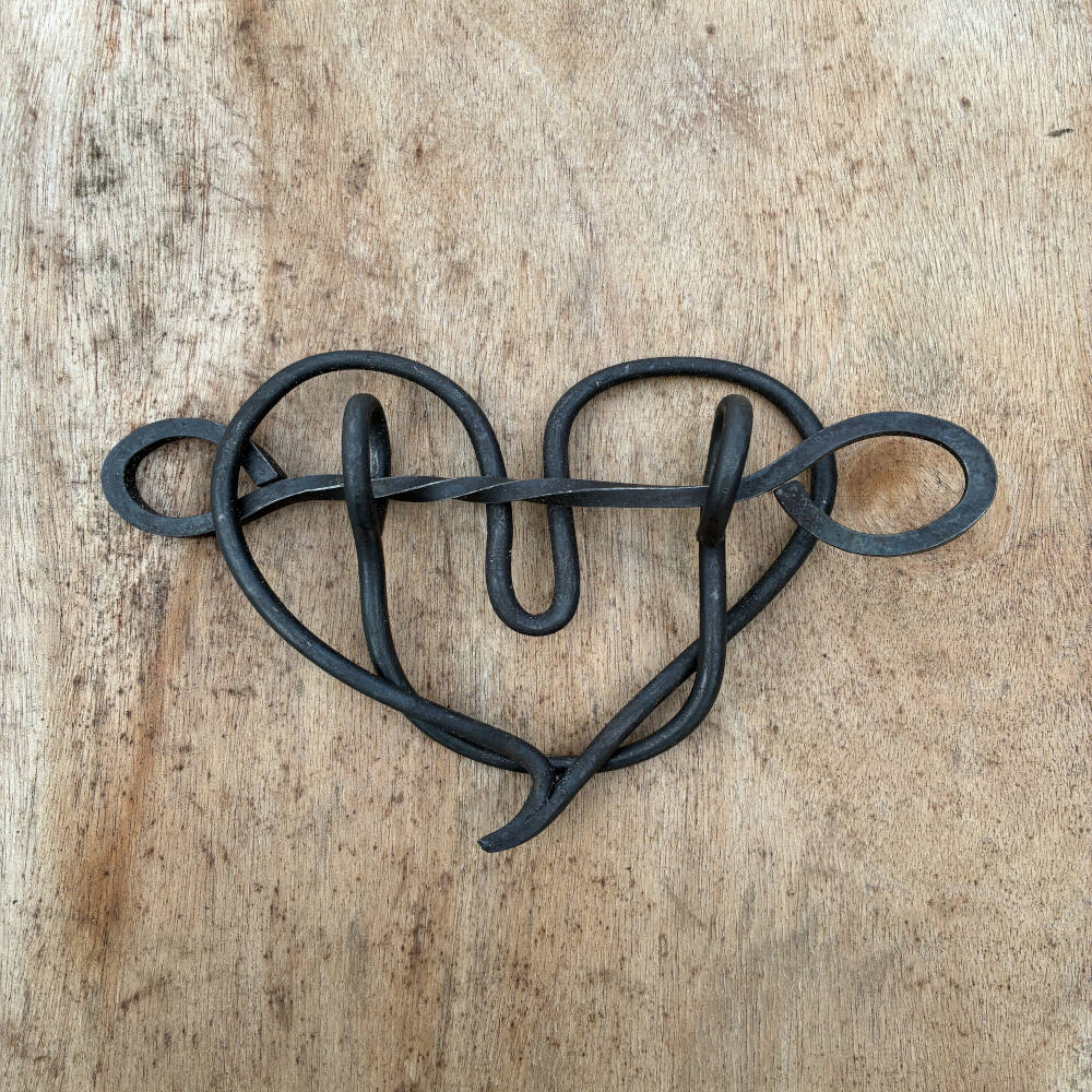 Shackled Heart Blacksmith Puzzle | Handmade Metal Brain Teaser | Rustic Puzzle Art