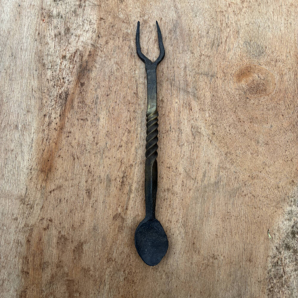 Hand-Forged Blacksmith Spork – Cast Iron & Steel Kitchen Tool