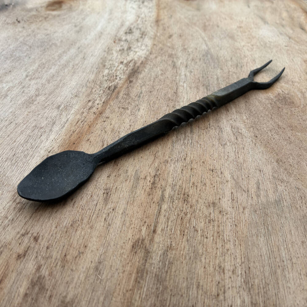 Hand-Forged Blacksmith Spork – Cast Iron & Steel Kitchen Tool