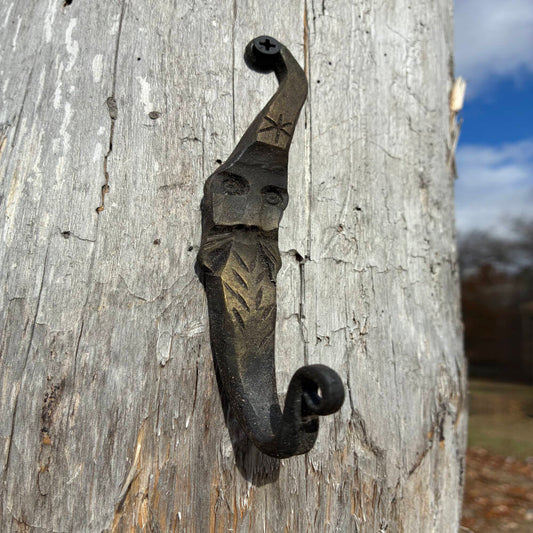 Hand-Forged Wizard/Gnome Wall Hook – Fantasy Inspired Wrought Iron Art