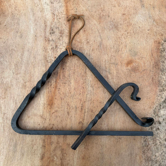 Hand-Forged Iron Dinner Bell Triangle – Rustic Farmhouse Bell