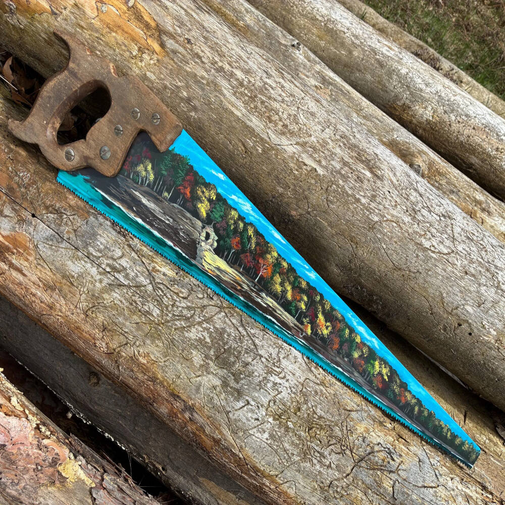 Hand-Painted Michigan Pictured Rocks Sawblade – Chapel Rock