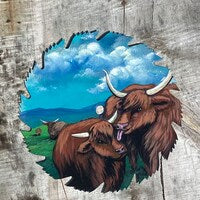 Cow and Calf Painted Saw Blade – Rustic Farm Wall Art