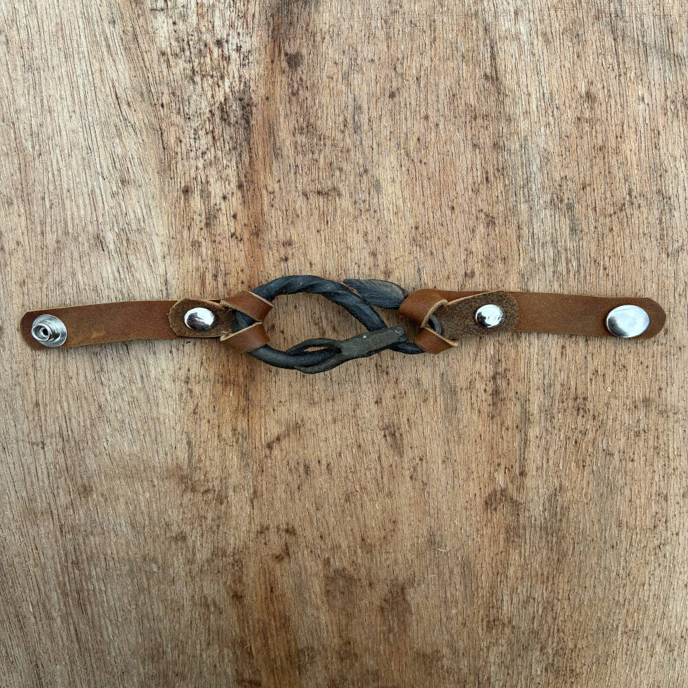 Serpentine Dragon Bracelet | Hand Forged Iron and Leather Cuff