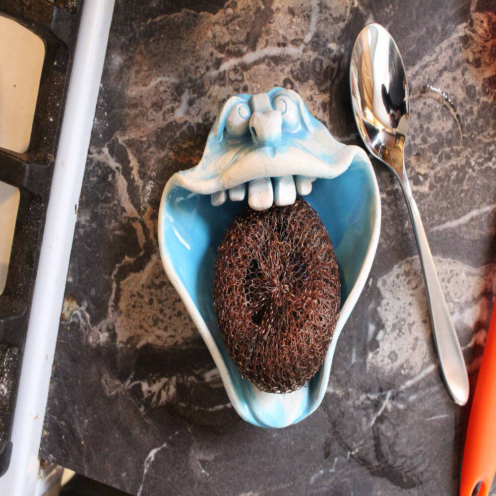 Handmade Ceramic Face Dish – Spoon, Soap & Scrubber Holder