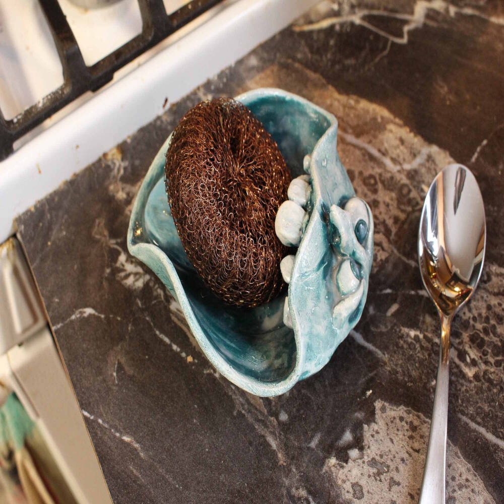 Handmade Ceramic Face Dish – Spoon, Soap & Scrubber Holder