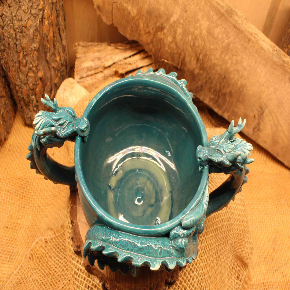 Hand-Sculpted Twin Dragon Bowl