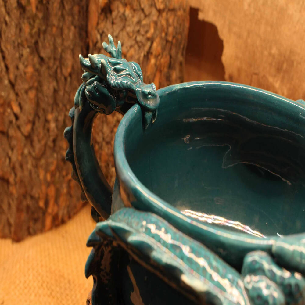 Hand-Sculpted Twin Dragon Bowl