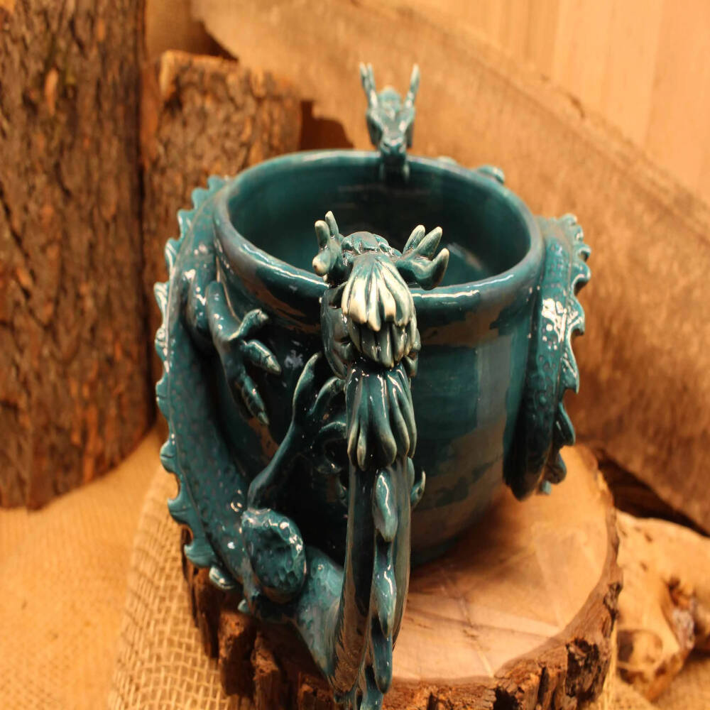 Hand-Sculpted Twin Dragon Bowl