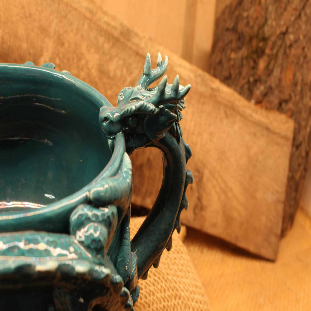 Hand-Sculpted Twin Dragon Bowl
