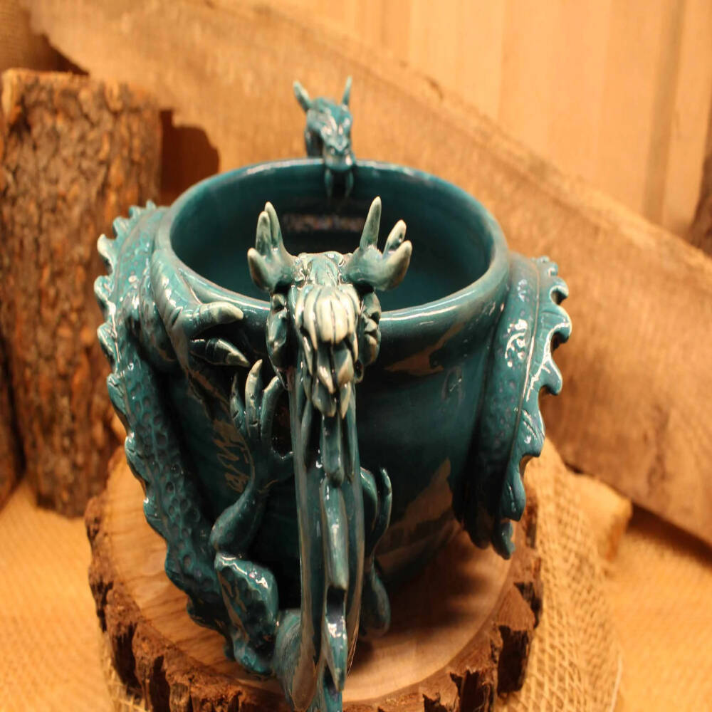 Hand-Sculpted Twin Dragon Bowl