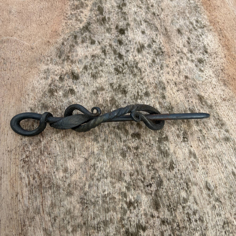 Hand Forged Elven Elegance Iron Hair Barrette – Fantasy Blacksmith Pin & Loop Clip