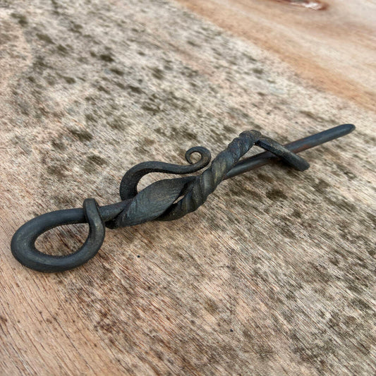 Hand Forged Elven Elegance Iron Hair Barrette – Fantasy Blacksmith Pin & Loop Clip