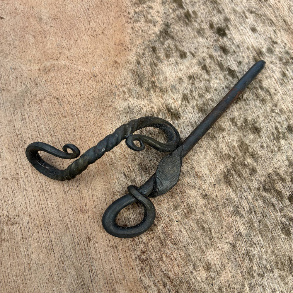 Hand Forged Elven Elegance Iron Hair Barrette – Fantasy Blacksmith Pin & Loop Clip