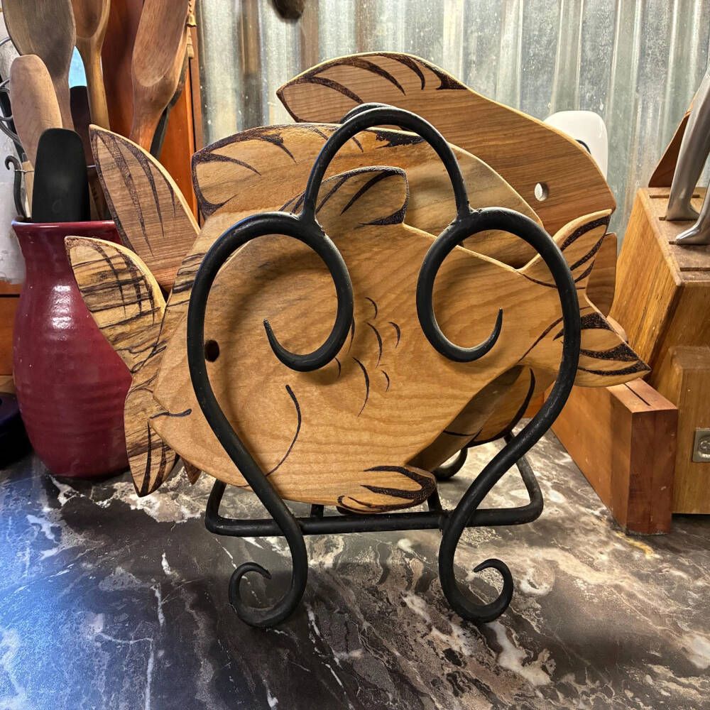 Handmade Wood-Burned Fish Cutting Board