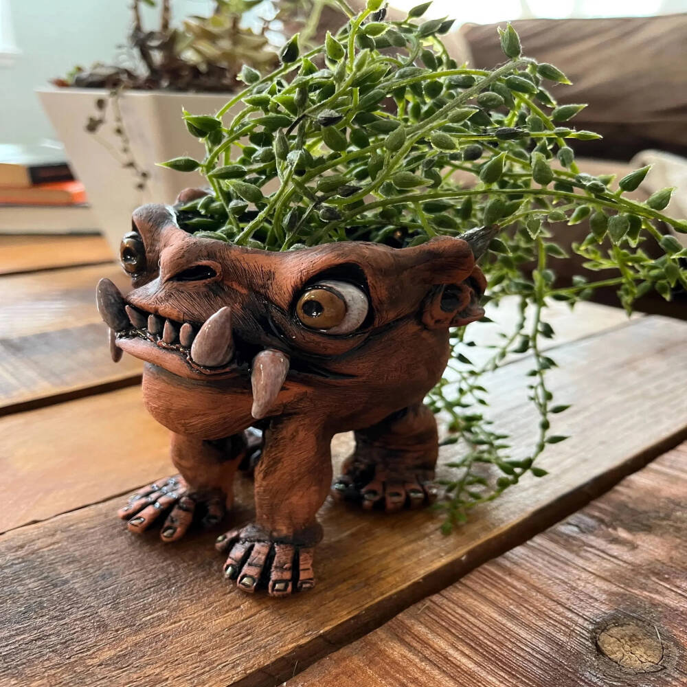 Jiggster the Jolly Goblin – One-of-a-Kind Handmade Ceramic Planter