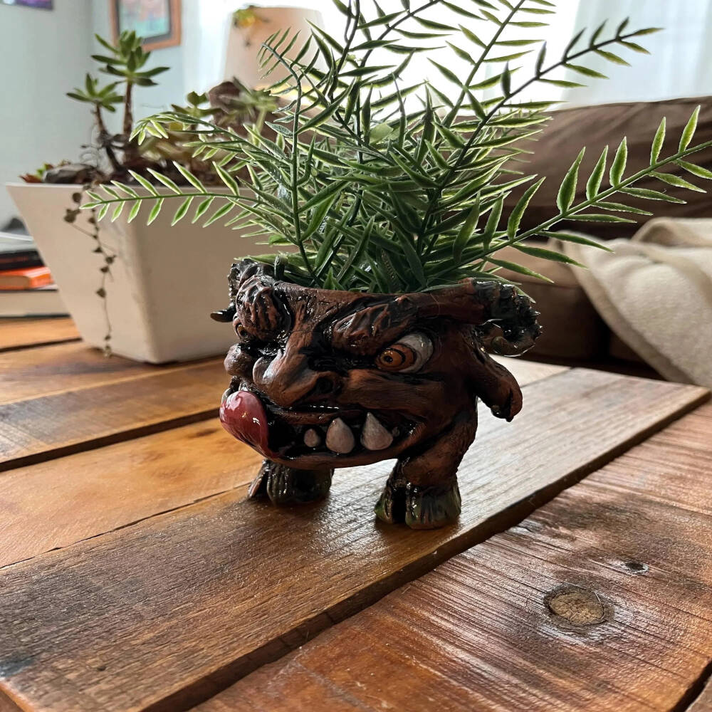 Skuld the Keeper Goblin – Handmade Ceramic Goblin Planter