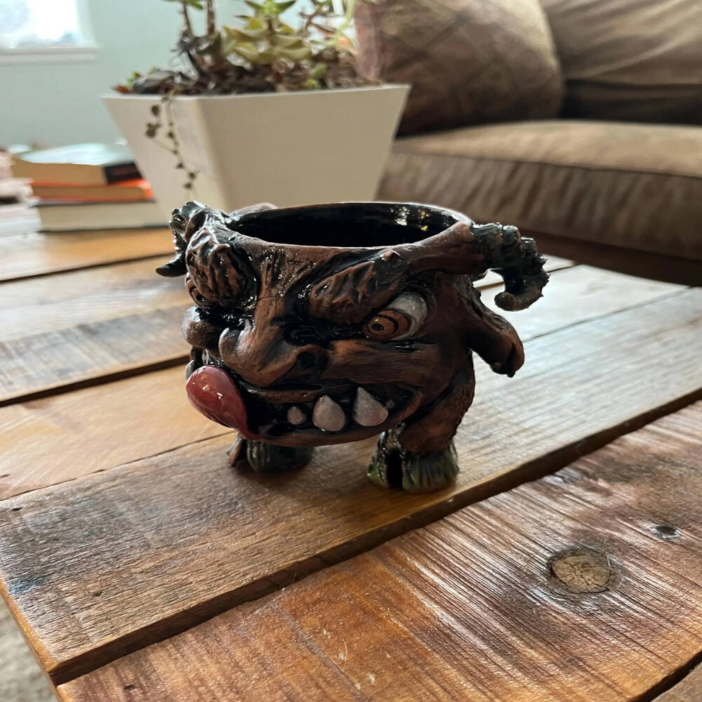 Skuld the Keeper Goblin – Handmade Ceramic Goblin Planter