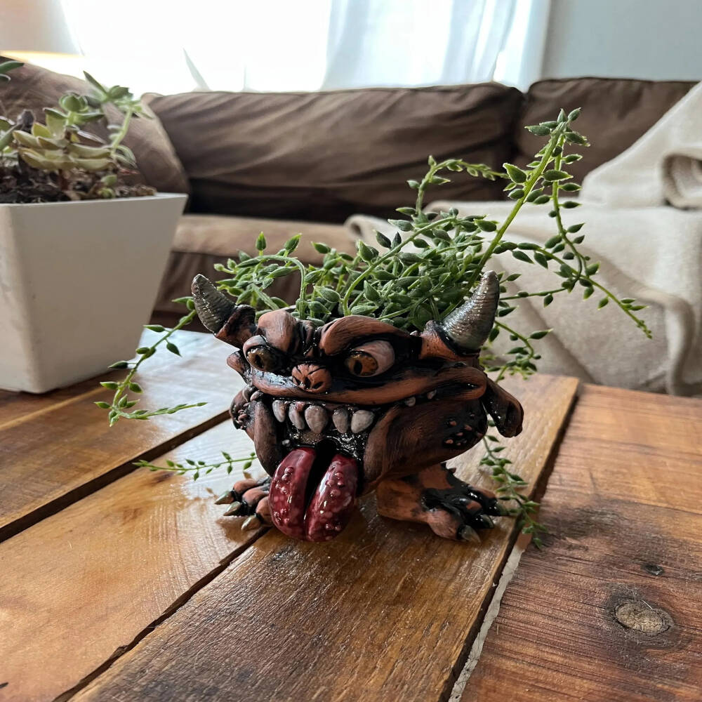 Spyke the Watchful Goblin – Handmade Ceramic Planter Creature