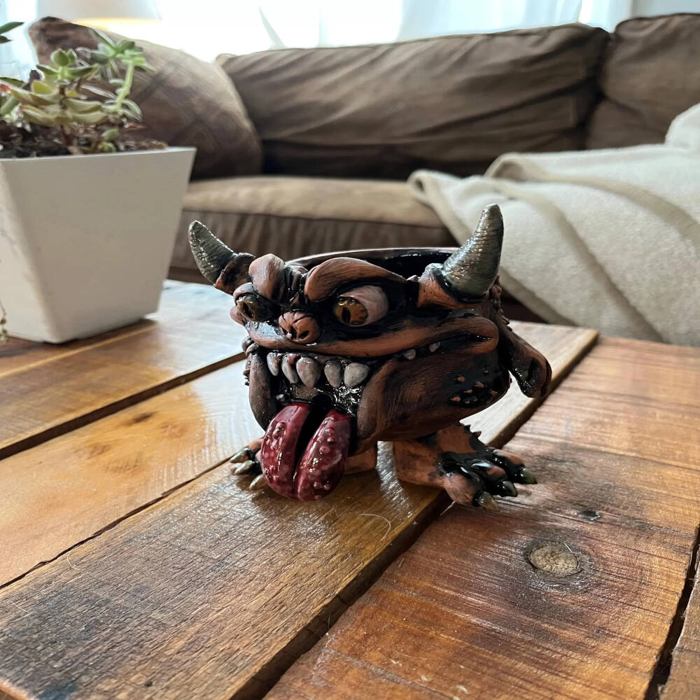 Spyke the Watchful Goblin – Handmade Ceramic Planter Creature