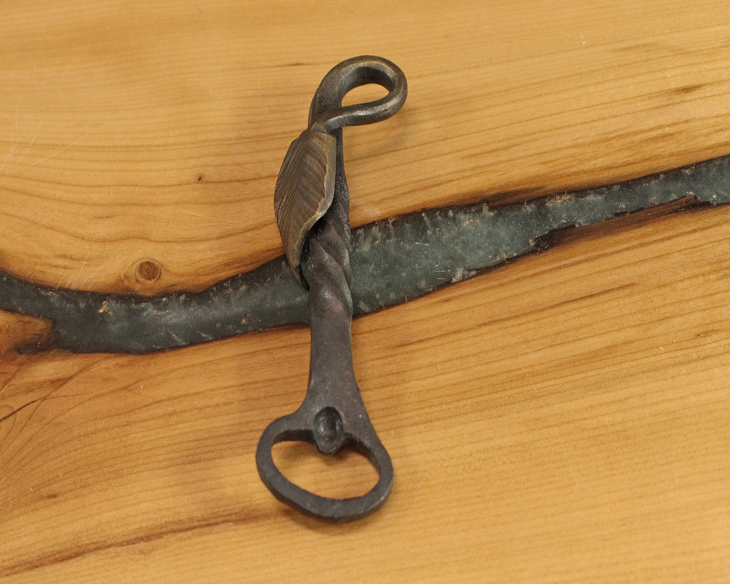 Hand-Forged Leaf Bottle Opener – Blacksmith-Made Steel Keychain Opener