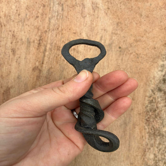 Hand-Forged Leaf Bottle Opener – Blacksmith-Made Steel Keychain Opener