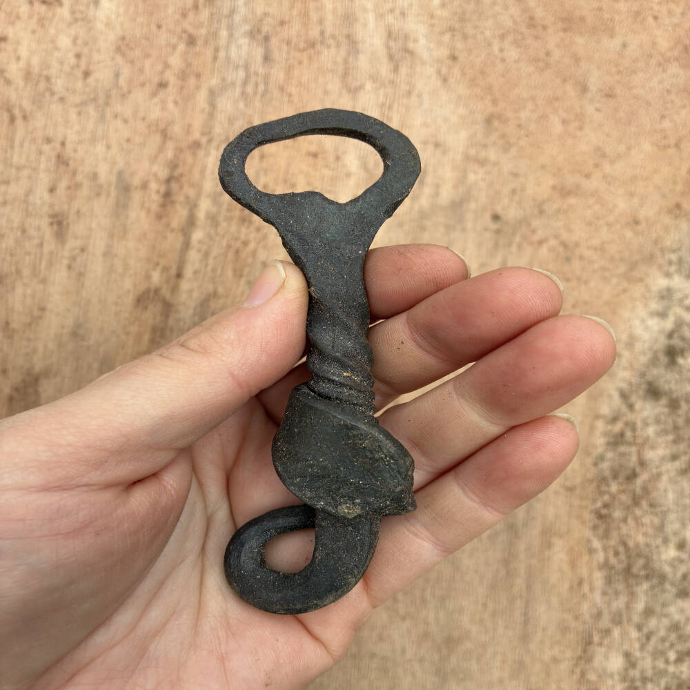 Hand-Forged Leaf Bottle Opener – Blacksmith-Made Steel Keychain Opener