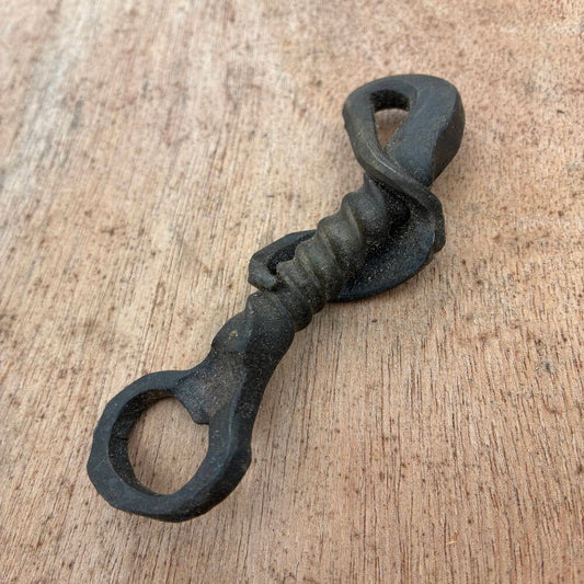 Hand-Forged Leaf Bottle Opener – Blacksmith-Made Steel Keychain Opener