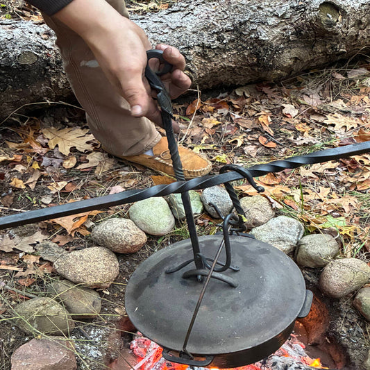 Hand Forged Dutch Oven Lid Lifter – Blacksmith-Made Campfire Cooking Tool