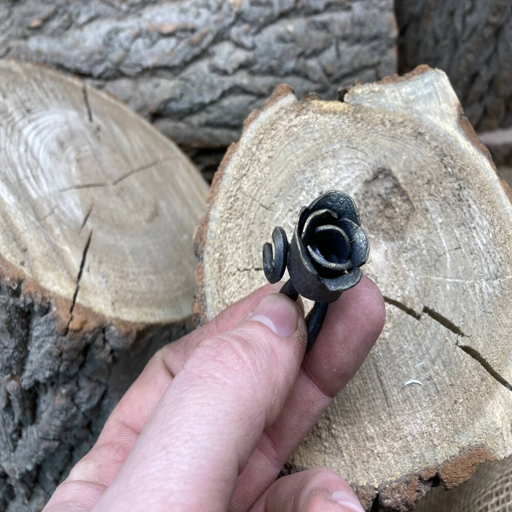 Hand-Forged Miniature Iron Rose – Pendant or Keychain