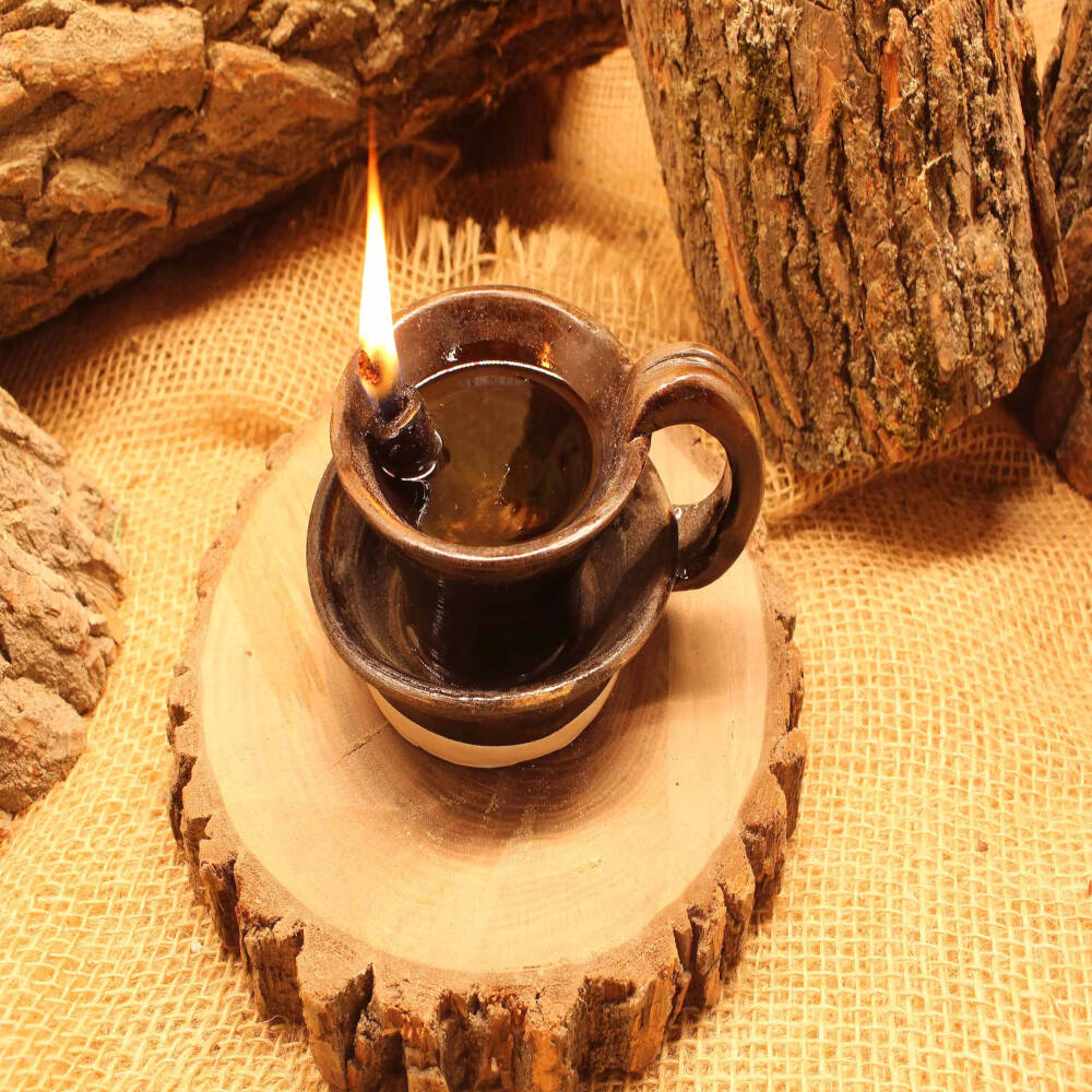 Handmade Earthenware Oil Lamp