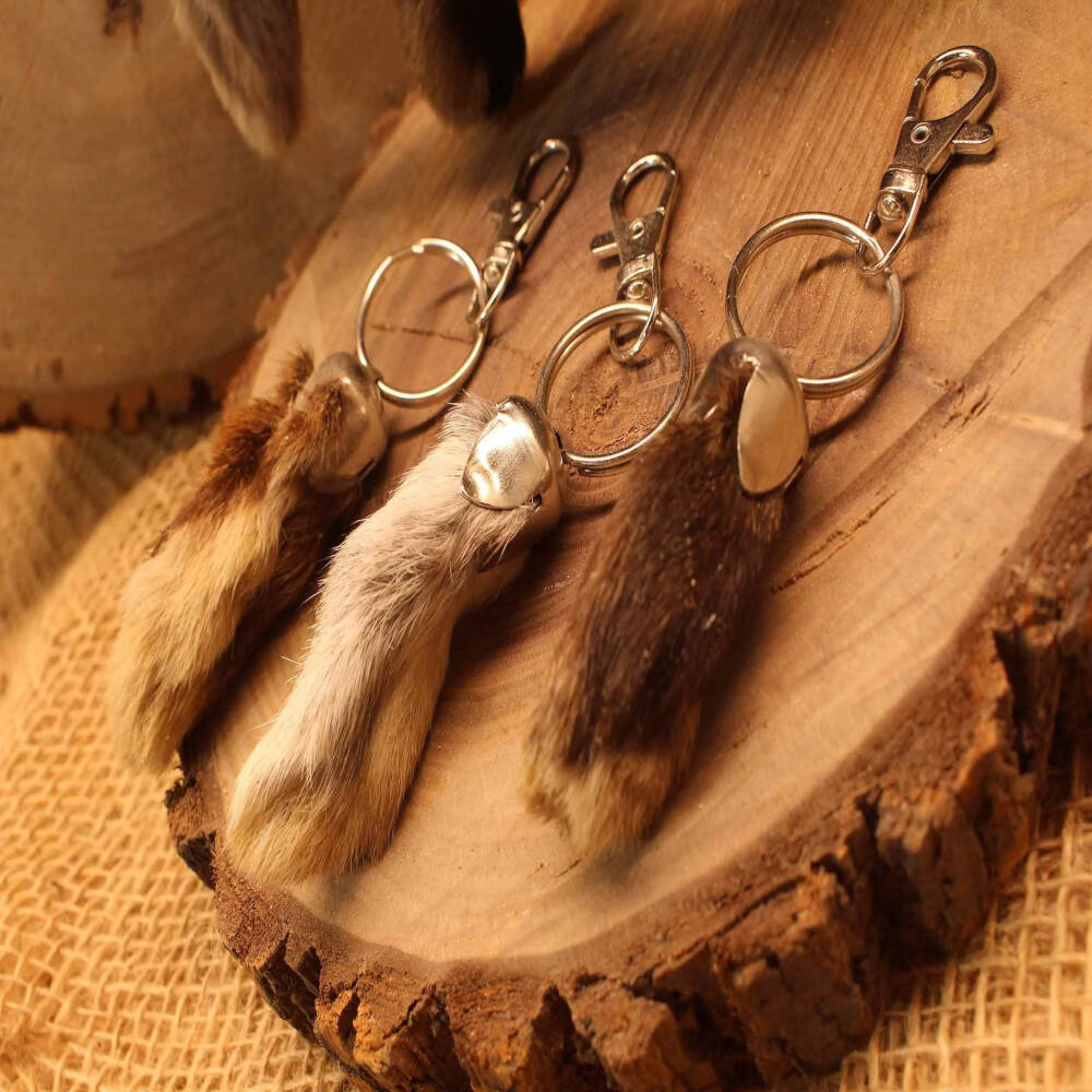 Rabbit Foot Keychains – Assorted Natural Colors