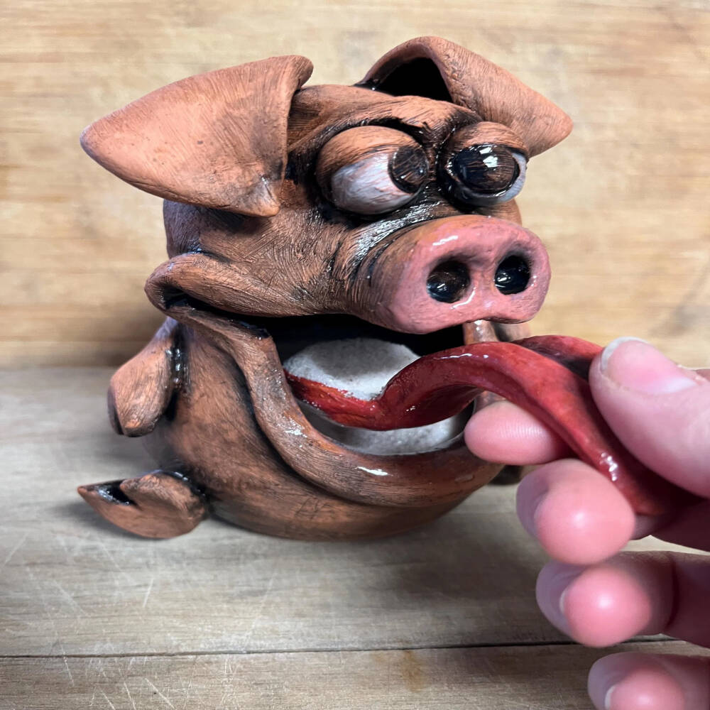 Hand-Sculpted Ceramic Salt Pig – Whimsical Pottery Salt Cellar