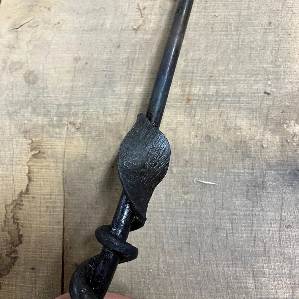 Forged Leaf Iron Fire Poker – Hand-Forged Wrought Iron Fireplace Tool | DeWall’s Forge