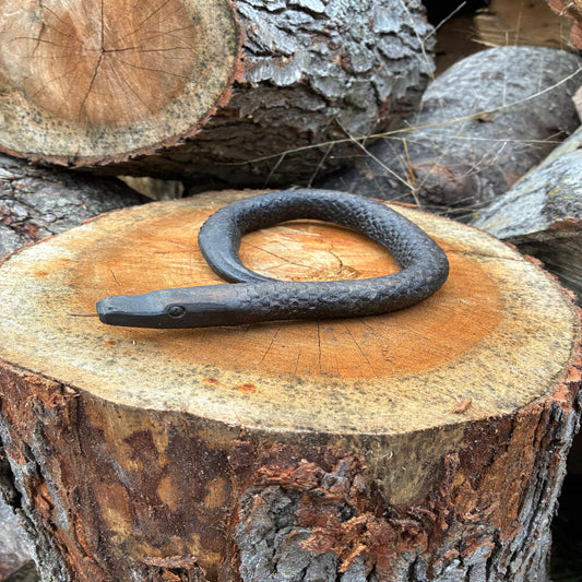 Hand Forged Metal Snake Sculpture – Upcycled Rasp Art