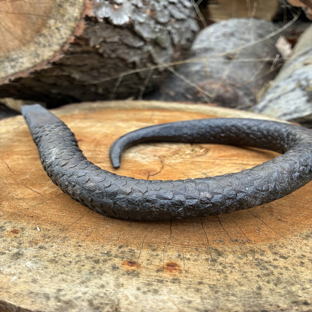 Hand Forged Metal Snake Sculpture – Upcycled Rasp Art