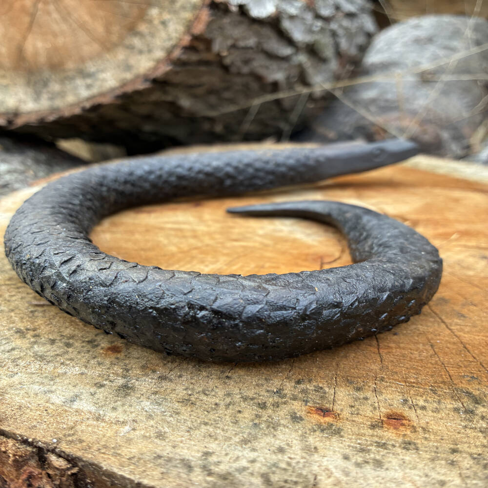 Hand Forged Metal Snake Sculpture – Upcycled Rasp Art