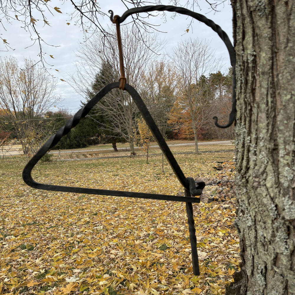 Hand-Forged Double Hook for Dinner Bell Triangle – Rustic Farmhouse Hardware