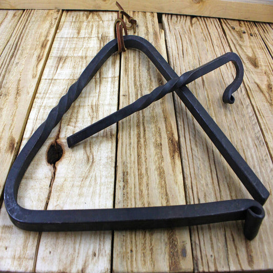 Hand-Forged Iron Dinner Bell Triangle – Rustic Farmhouse Bell