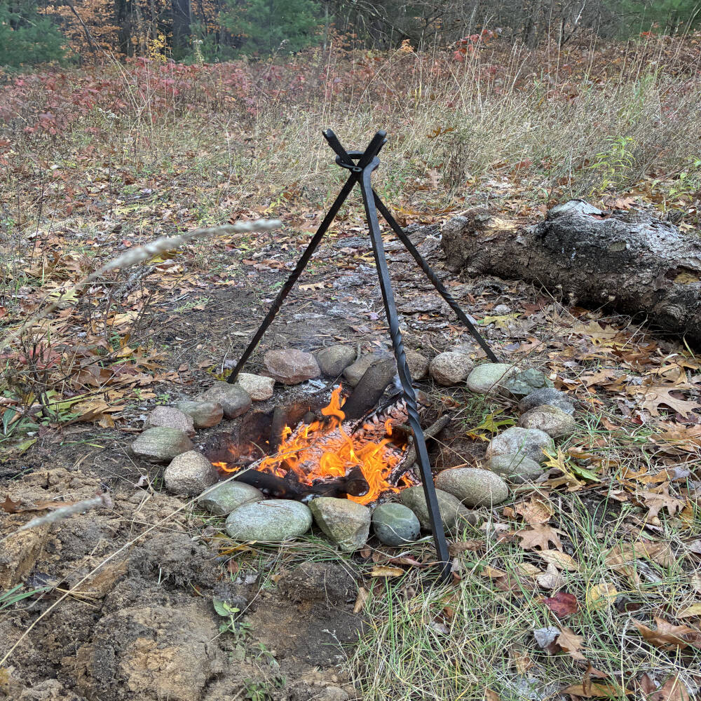 Countryman’s Camping Tripod – Hand Forged Campfire Cooking Tripod & Bushcraft Cook Stand